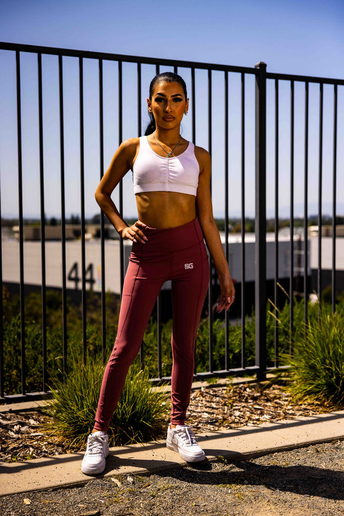 B2G Women's Athletic Leggings - Maroon